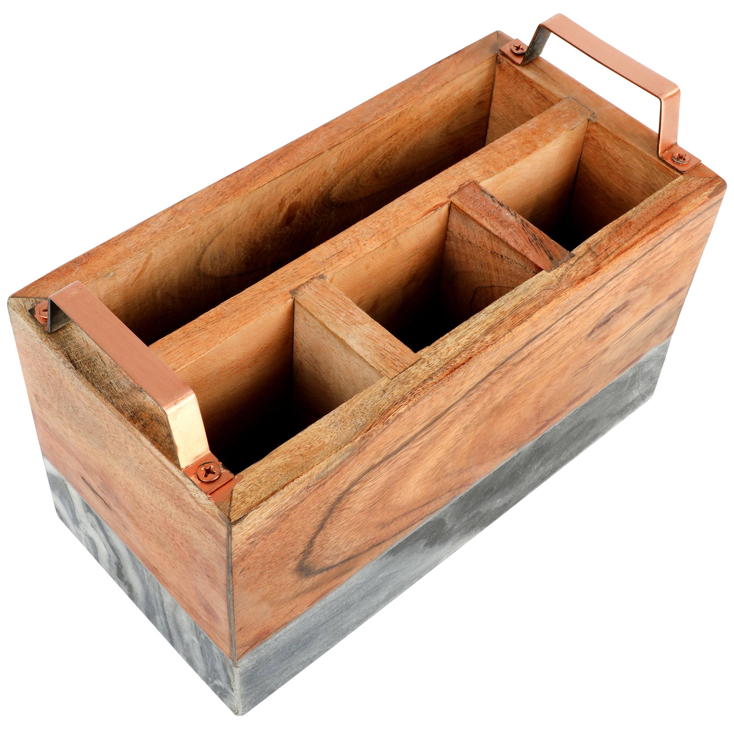 Alt View 2. Laurie Gates - Laurie Gates California Designs Grey Marble and Acacia Wood Salad Server Holder - Brown.