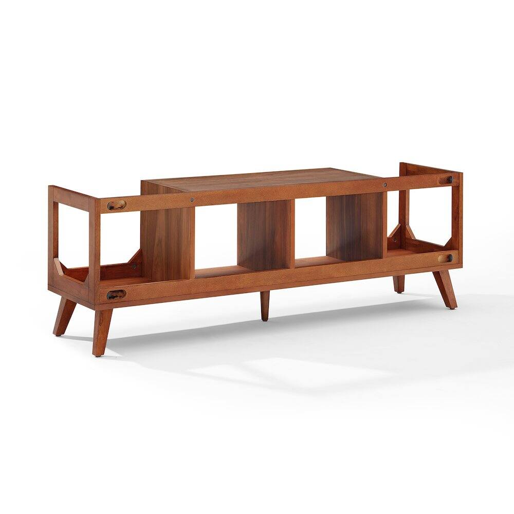 Alt View 4. Crosley Furniture - Asheville Low Record Player Stand With Vinyl Storage - Walnut.