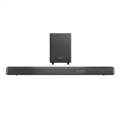 Front. Hisense - Hisense - 3.1.2 CH AX Series Dolby ATMOS Soundbar with Wireless Subwoofer - Black.