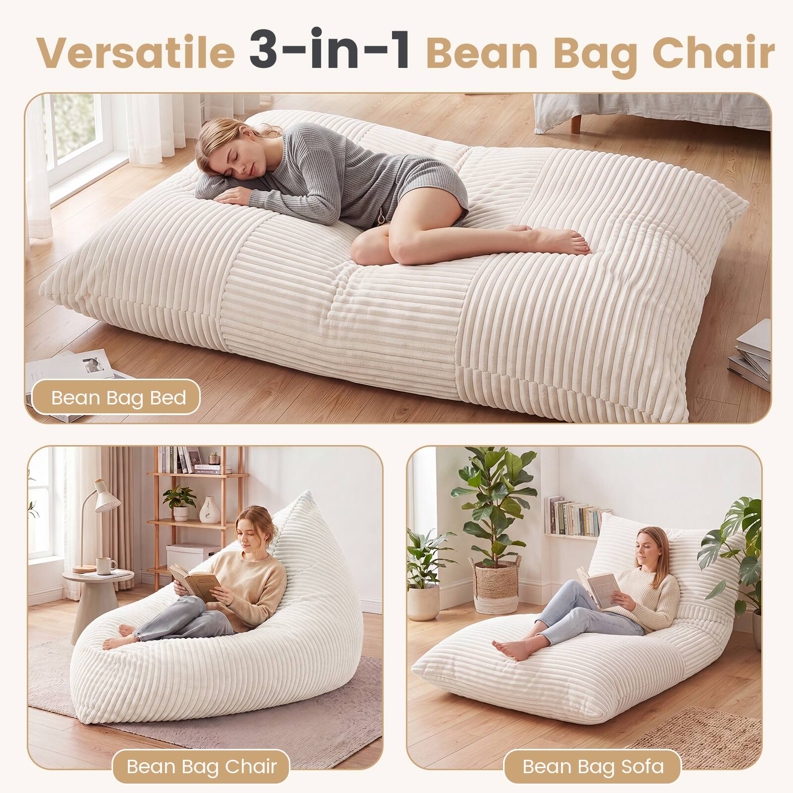 Versatile 3-in-1 Bean Bag Chair

Bean Bag Bed

Bean Bag Chair

Bean Bag Sofa