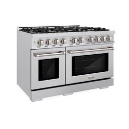 ZLINE - 48 in. 6.7 cu. ft. Freestanding Select Double Oven Gas Range with 8 Burner Cooktop (HGR48) - Stainless Steel