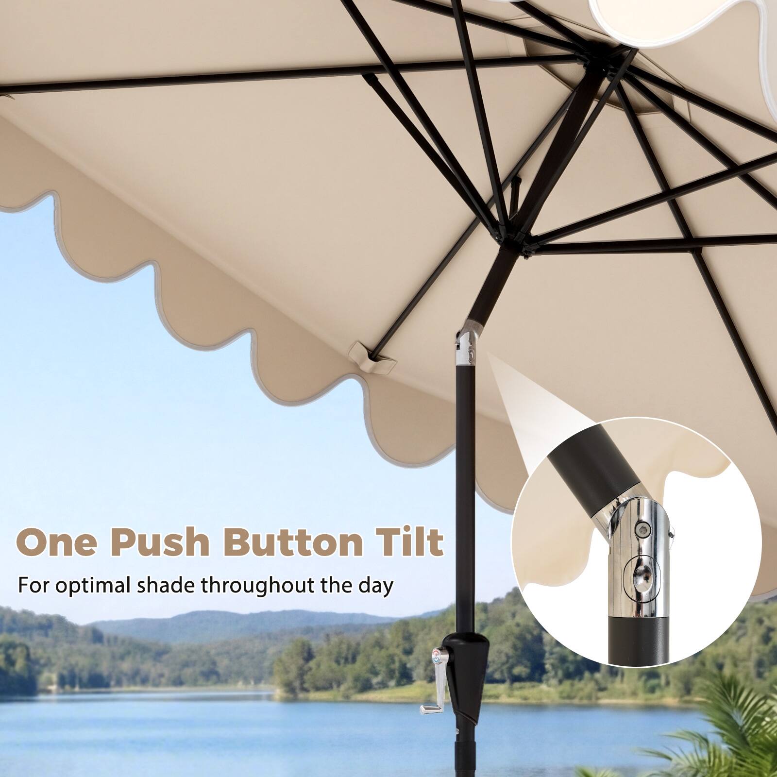 One Push Button Tilt  
For optimal shade throughout the day