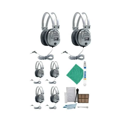 Angle. Hamilton Beach - Hamilton Buhl SC-7V Schoolmate Deluxe Headphones (6-Pack) with Accessory Bundle - Black.