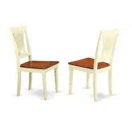 FurniFact - Elegant Wooden Dining Chairs Set of 2 – White Brown Kitchen Seating - Buttermilk &Cherry