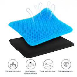 VUSIGN - Cooling Gel Seat Cushion for Long Sitting, Gel Chair Cushion for Hip Pain, Gel Seat Cushion for Office Chairs, Car - Blue