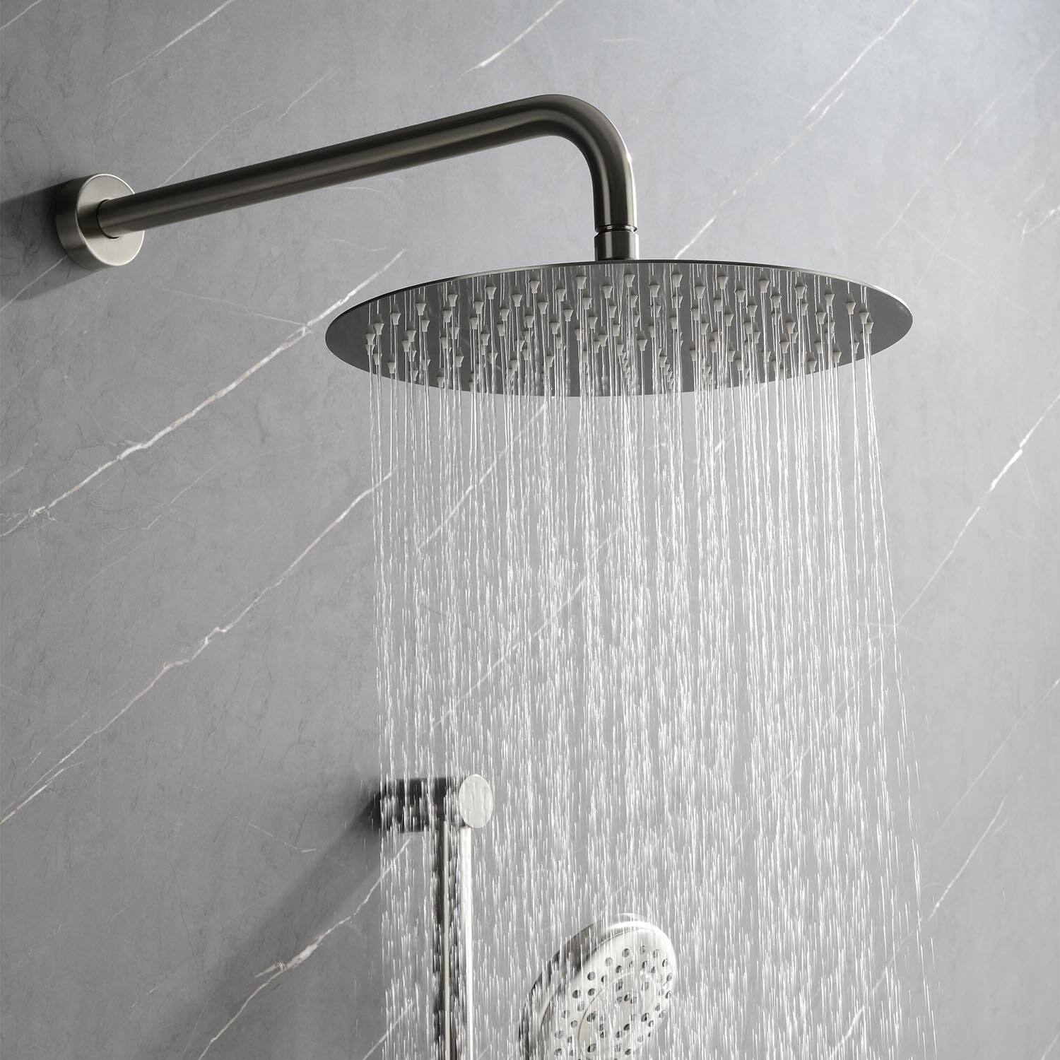Angle. APRILSOUL - Shower System Rain Handheld Head Slide Bar Bodysprays Arm Hose Valve Trim - Brushed Nickel.
