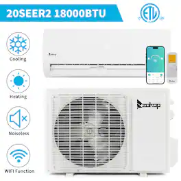 Winado - 18000 BTU 20 SEER2 4-IN-1 Multi-Function AC Ductless Mini Split Air Conditioner & Heat Pump w/ Wifi, Remote Control 230V - White