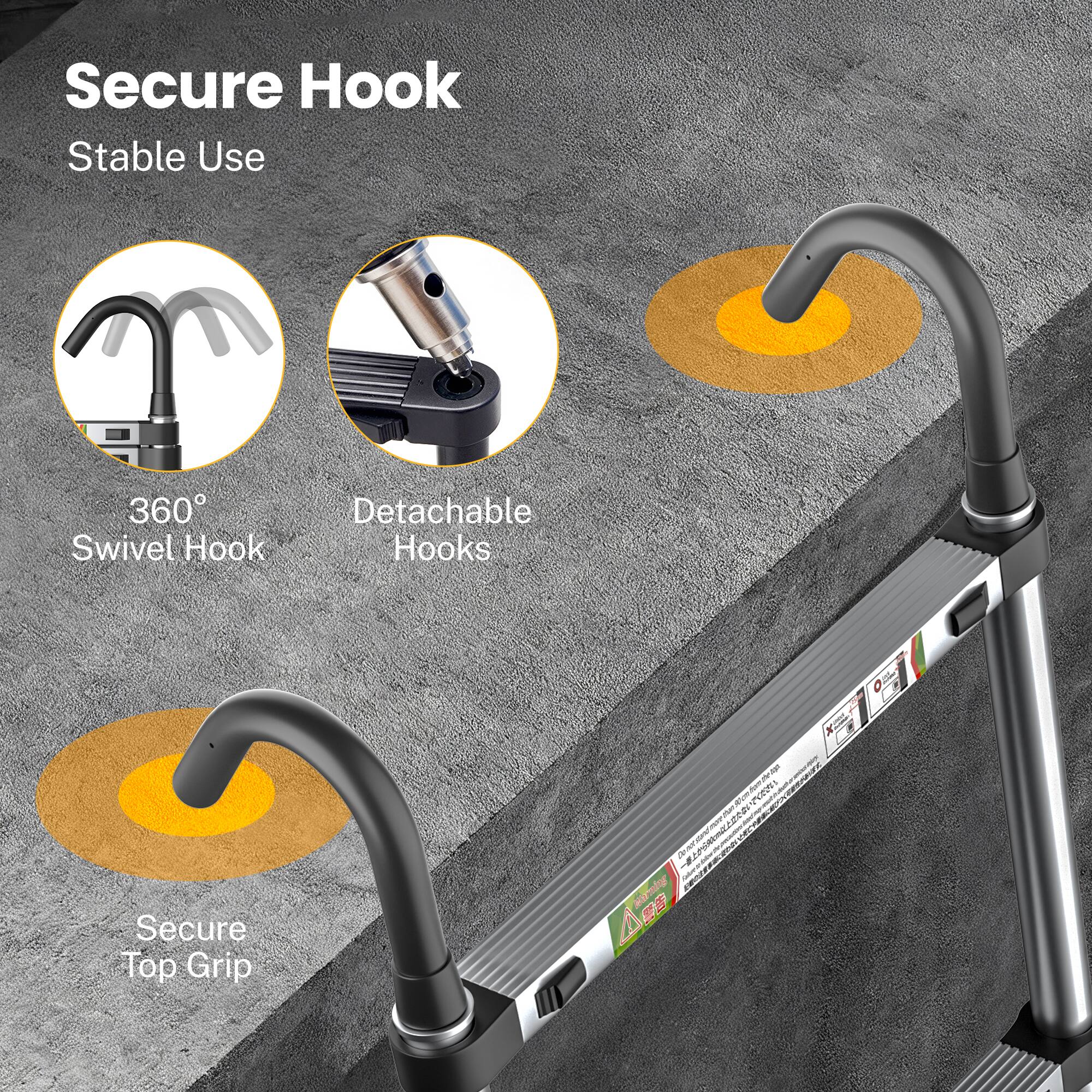 Secure Hook  
Stable Use  
360° Swivel Hook  
Detachable Hooks  
Secure Top Grip