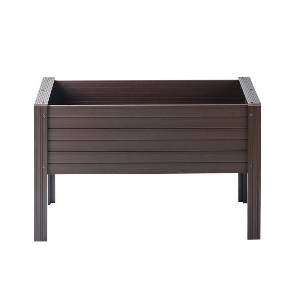 Back. New Age Pet - 48" ECOFLEX Elevated Planter, Walnut - Walnut.