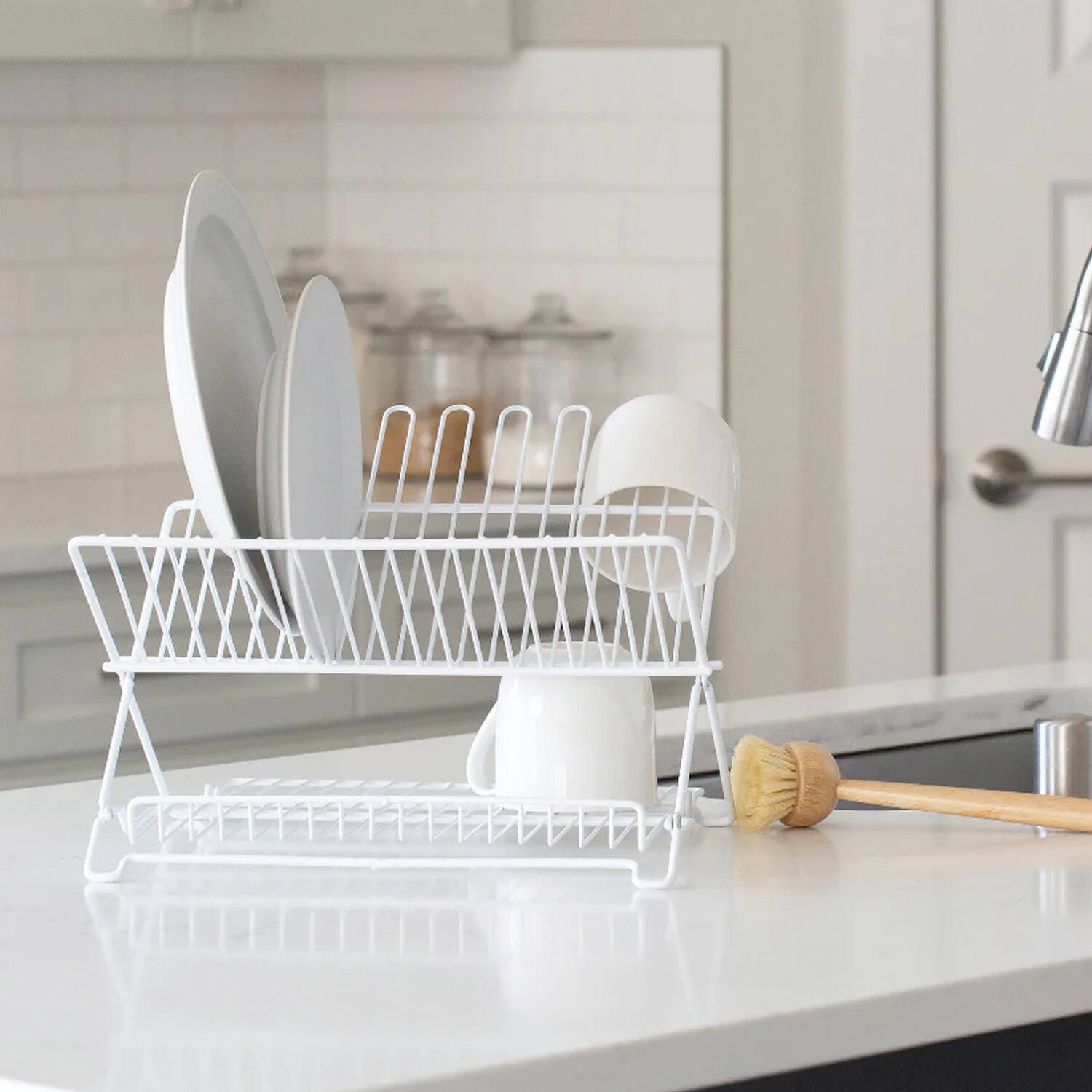 Left. Better Houseware - Better Houseware 1483/w Jr. Folding Dish Rack (white) - white.