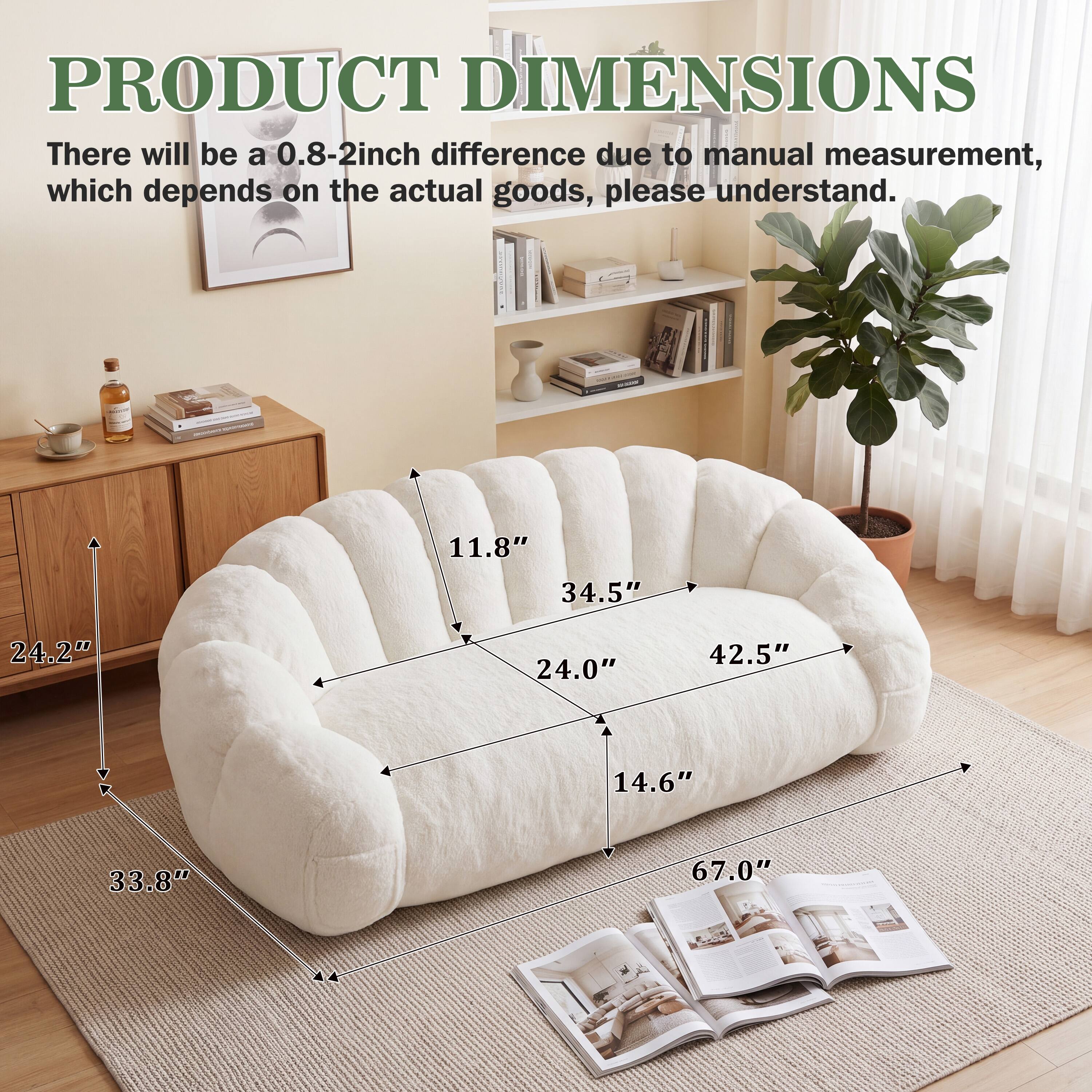 PRODUCT DIMENSIONS  
There will be a 0.8-2inch difference due to manual measurement, which depends on the actual goods, please understand.  

11.8"  
34.5"  
24.2"  
24.0"  
42.5"  
14.6"  
33.8"  
67.0"