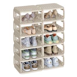 Songmics Home - Shoe Rack, Shoe Organizer, 12 Shelves, Shoe Storage, Narrow Shoe Shelf, Open Shelf for Entryway, Living Room, Bathroom - Cappuccino Beige
