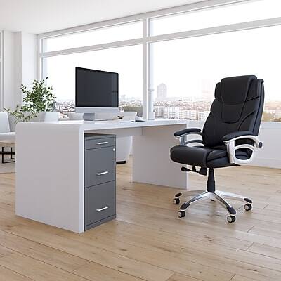 Alt View 5. Staples - 3-Drawer Vertical File Cabinet, Letter Size, Lockable, 26.8"H x 14.3"W x 18.9"D, Charcoal (ST52154-CC) - Charcoal.