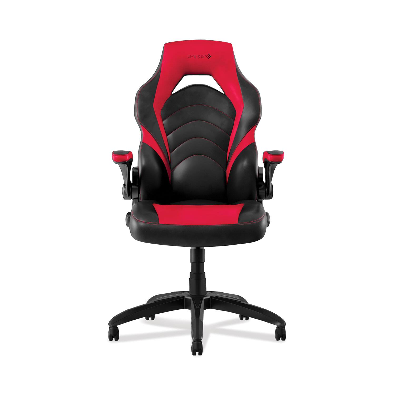 Emerge - Vortex Bonded Leather Gaming Chair, Supports Up to 301 lbs, 17.9" to 21.6" Seat Height, Red/ Back, Base - Black