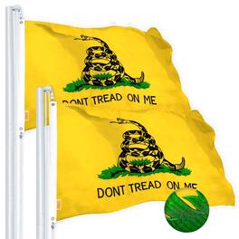 G128 - Don't Tread on Me (Gadsden) Flag 2.5 x 4 ft 2-Pack Heavyweight Embroidered - Assorted Colors