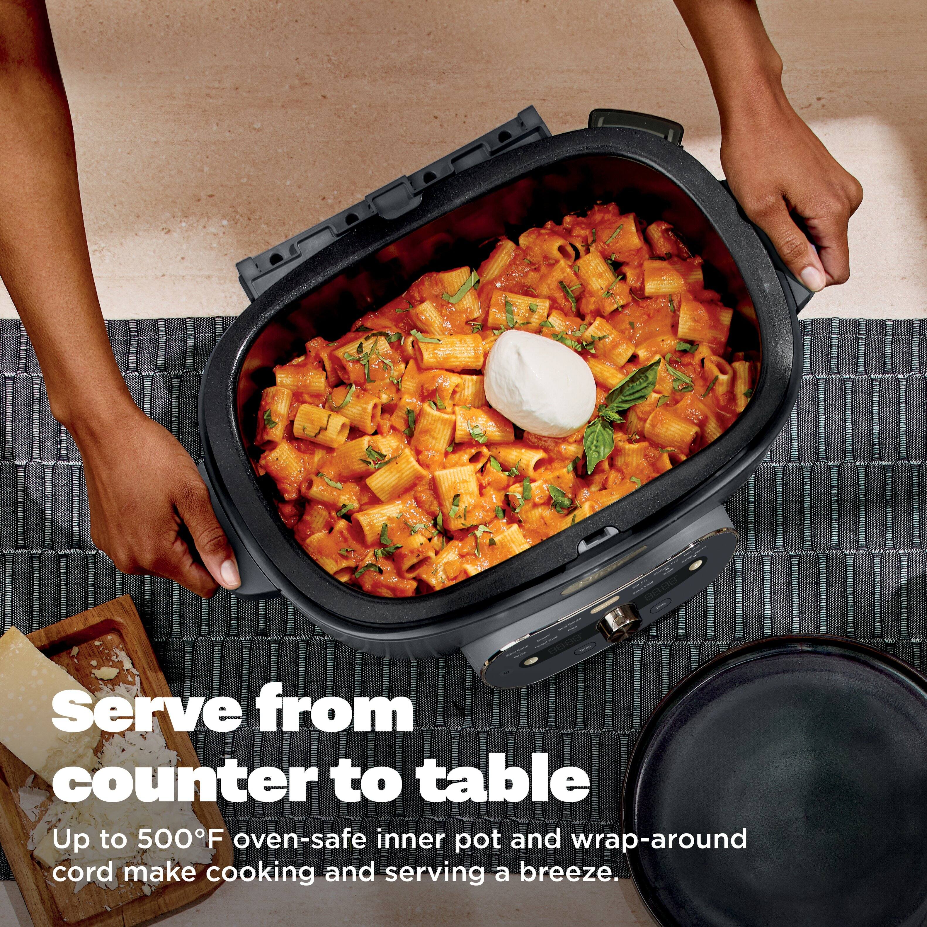 Serve from counter to table  
Up to 500°F oven-safe inner pot and wrap-around cord make cooking and serving a breeze.