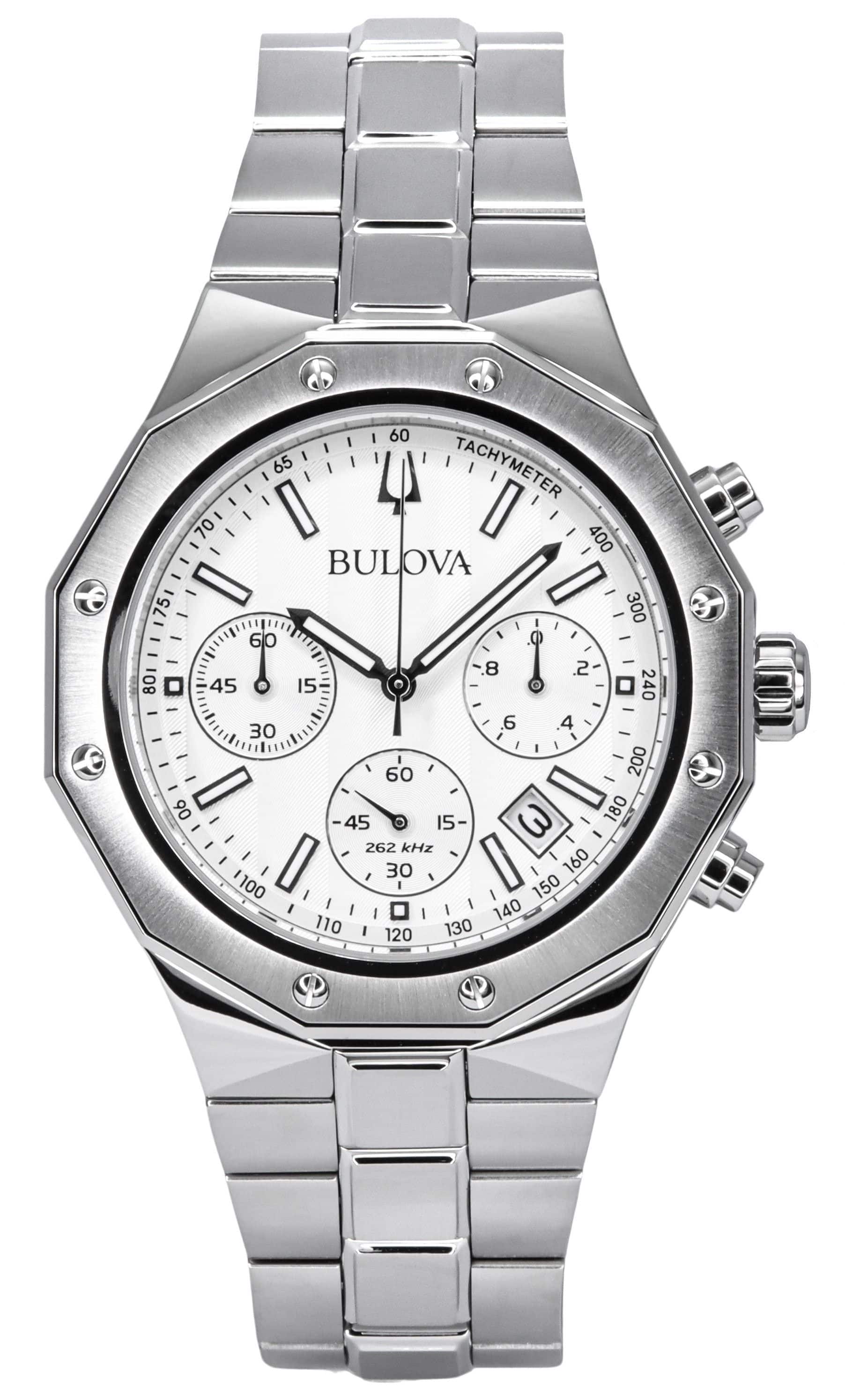 Bulova - Classic Precisionist Chronograph Stainless Steel Dial Quartz 96B408 100M Men's Watch - Silver