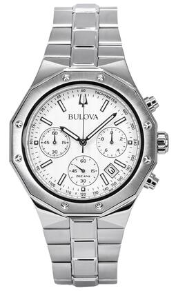 Bulova - Classic Precisionist Chronograph Stainless Steel Dial Quartz 96B408 100M Men's Watch - Silver