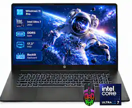 HP - Upgraded - OmniBook 3 17.3" Full HD Laptop - Intel Core Ultra 7- 32GB Memory - 1TB SSD-Windows 11 Pro+LED Mouse - Black