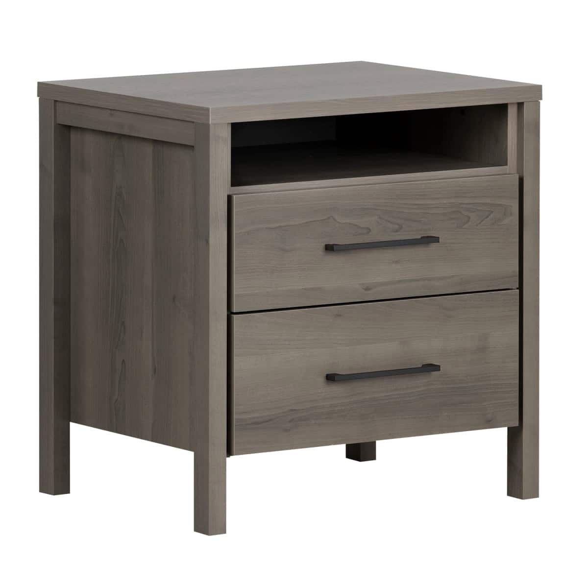 Hivvago - Modern 2 Drawer Nightstand Cubby Storage Shelf - Gray