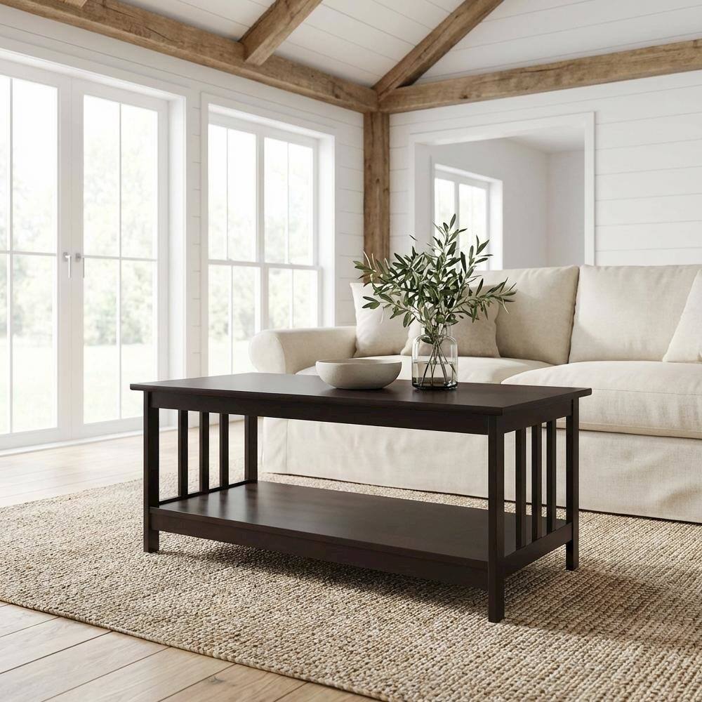 Left. FurniFact - Espresso Coffee Table with MDF Top and Sturdy Frame for Living Room Use - Espresso.