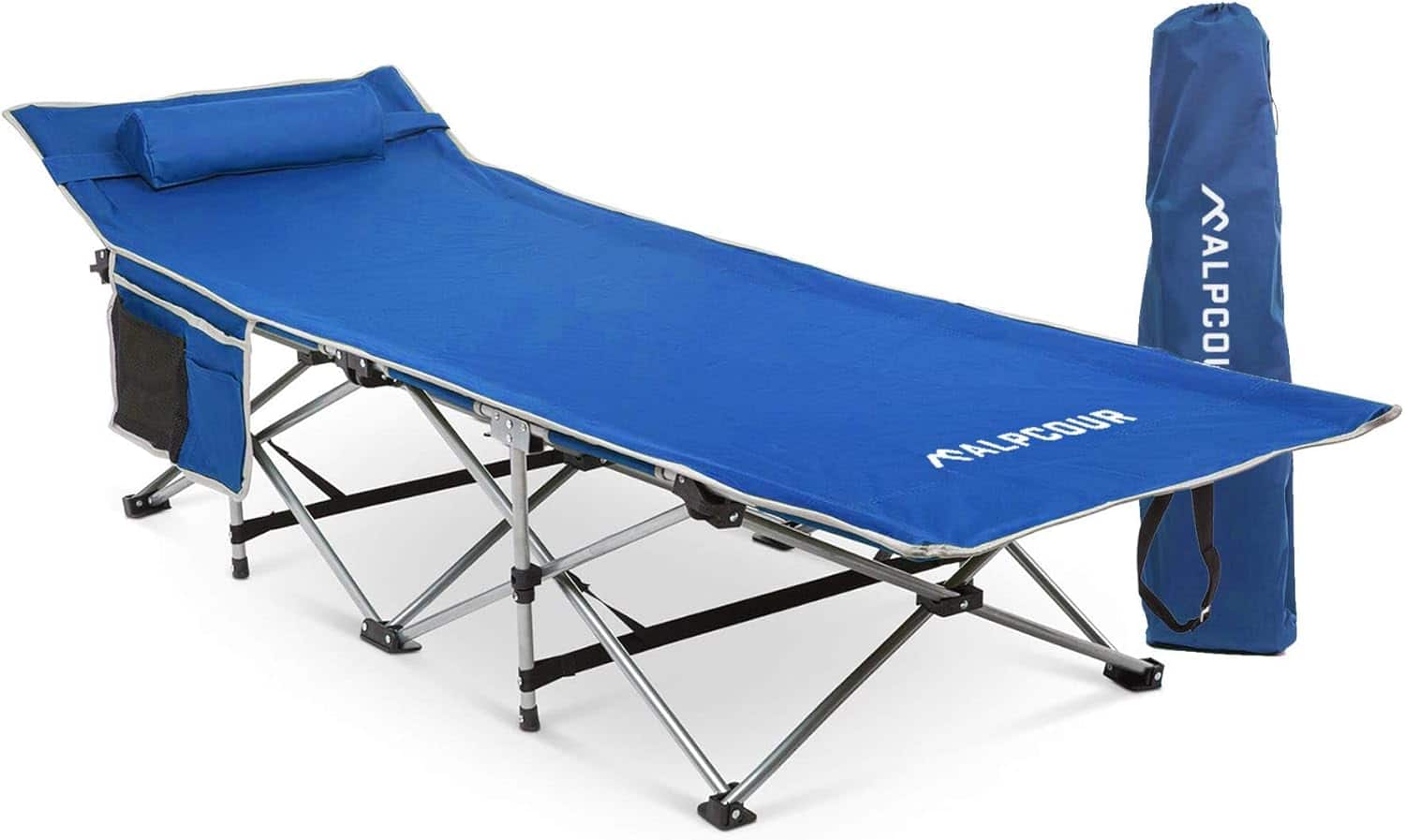 Alpcour - Folding Camping Cot - Compact Single Person Bed with Pillow for Indoor & Outdoor Use - Royal Blue price history on PriceWatchPro