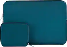 Front. mosiso - 16 inch Laptop Sleeve with Neoprene Padding and Small Accessory Pouch - fits 15–16 inch Notebooks - Deep Teal.