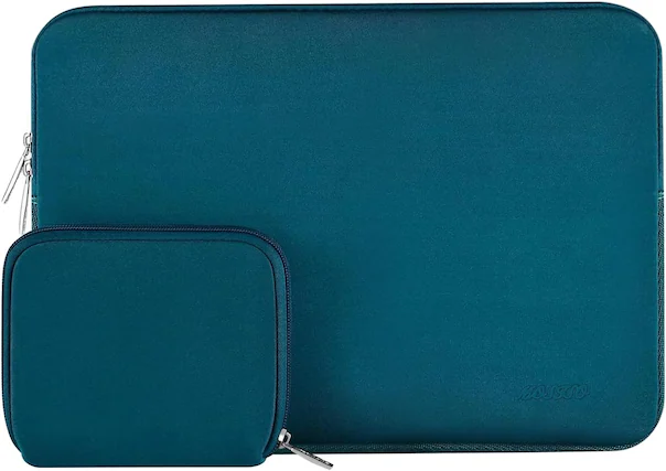 Front. mosiso - 13-13.3 inch Laptop Sleeve Bag for MacBook Air Pro 13 14 HP Dell ASUS Lenovo, Neoprene Computer Sleeve with Small Case - Deep Teal.
