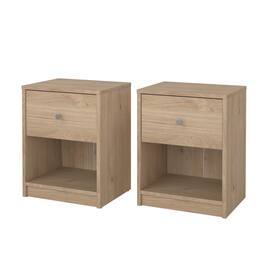 Tvilum - Portland 1 Drawer Nightstand - Set of 2, Jackson Hickory - Brown
