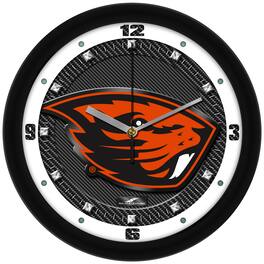 MpDirect - Oregon State Beavers 11.5'' Suntime Premium Glass Face Carbon Fiber Wall Clock - Multicolor