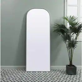 Elegant Decor - Metal Frame Arch Full Length Mirror 28x74 Inch - Silver