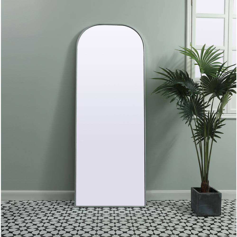 Front. Elegant Decor - Metal Frame Arch Full Length Mirror 28x74 Inch in Silver - Silver.