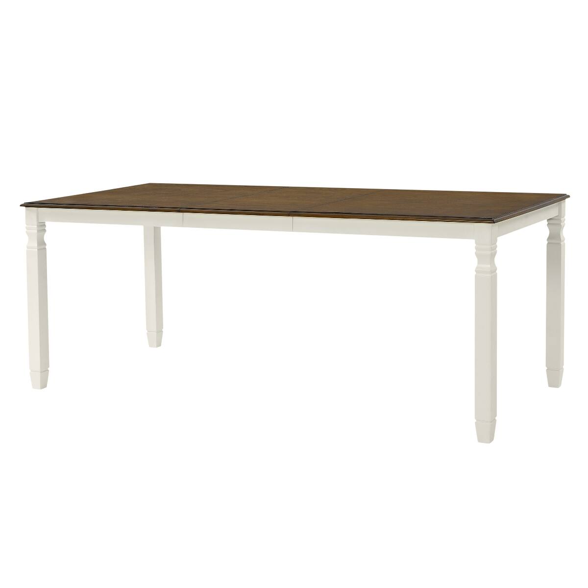 Alt View 6. Loheer - Loheer Extendable Dining Table, Oak Veneer Top, Modern Farmhouse Table for Four to Six - Brown top and beige base.