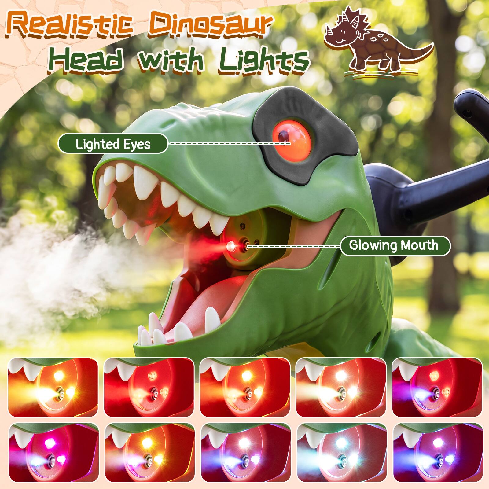 Realistic Dinosaur Head with Lights

Lighted Eyes

Glowing Mouth