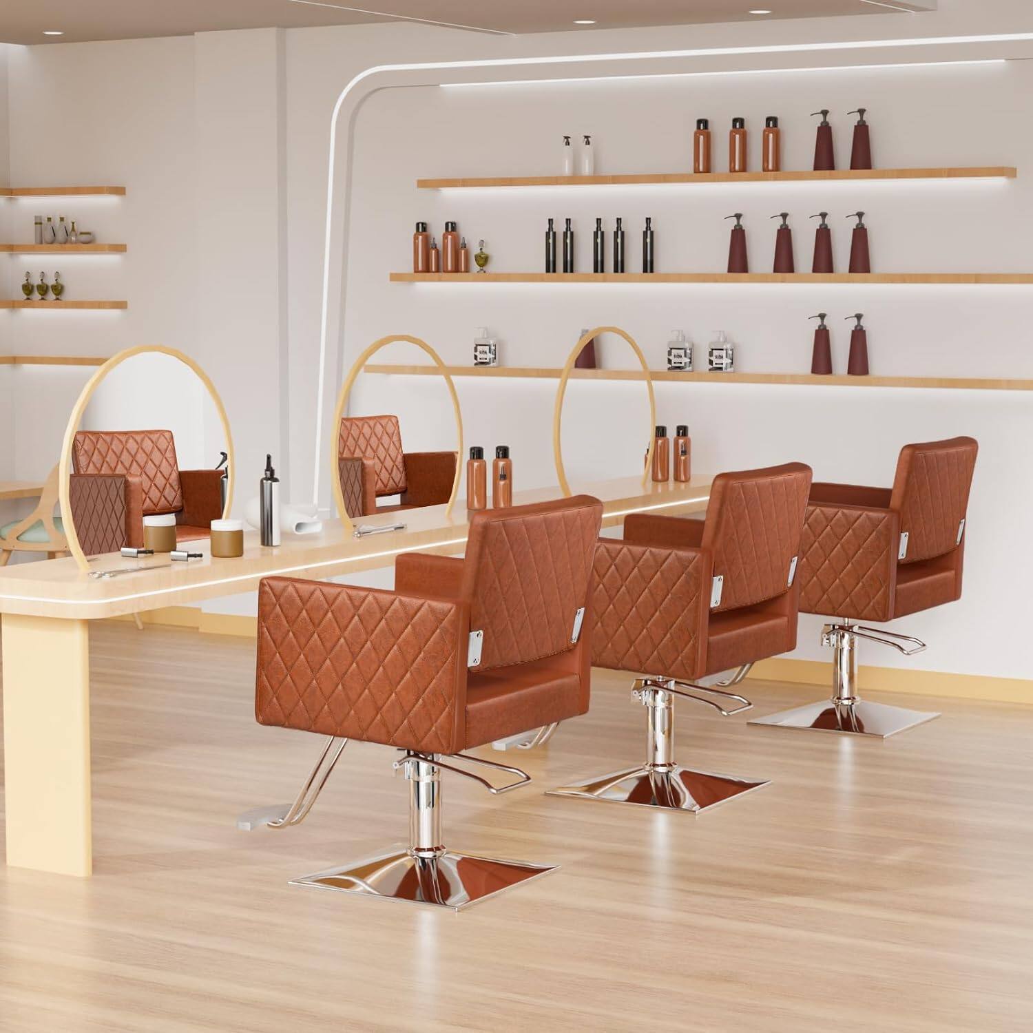 Back. Winado - All Purpose Hydraulic Barber Chair Hair Styling Chair 360° Swivel Beauty Spa Equipment with Hydraulic Pump and Footrest - Brown.