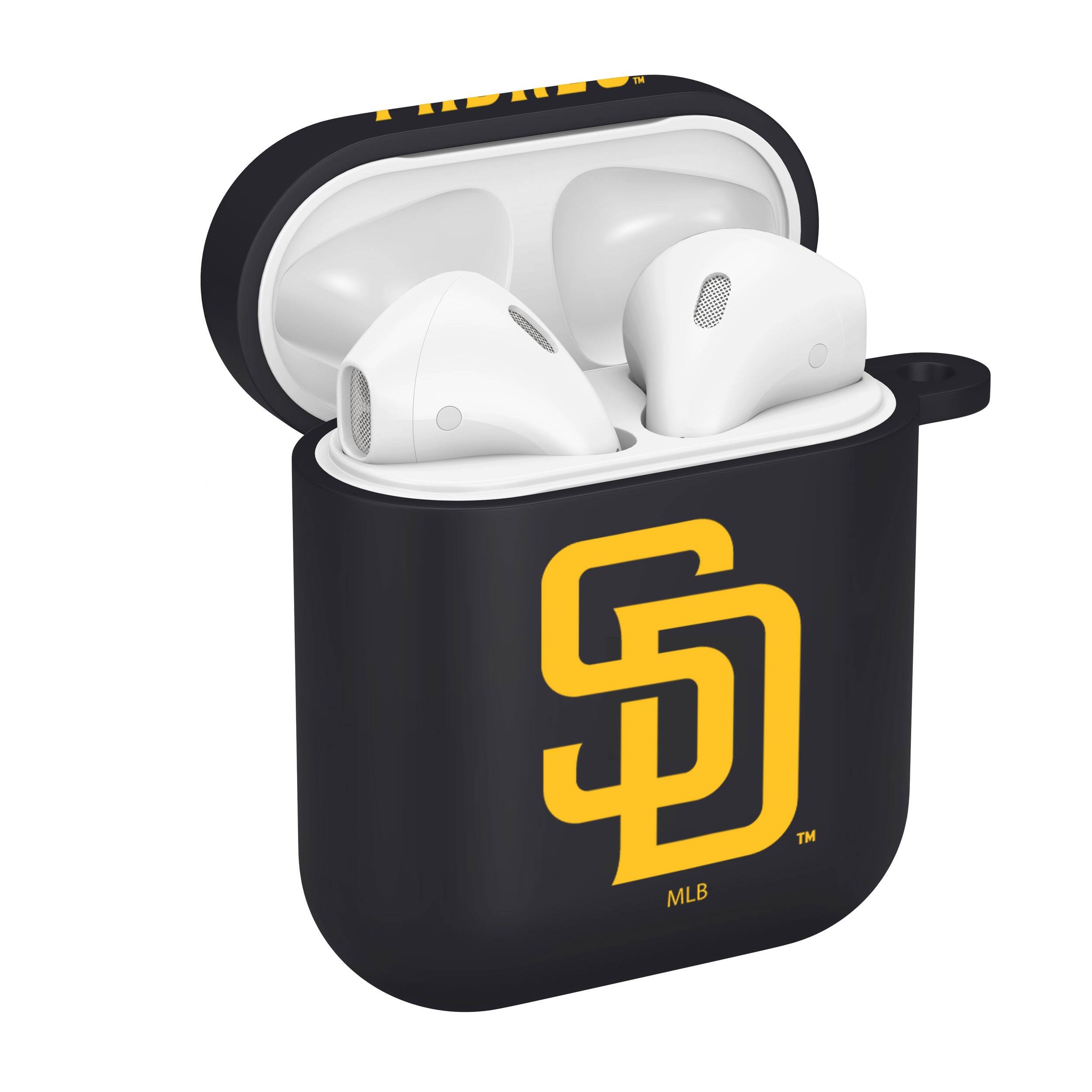 Alt View 1. Artinian - Black San Diego Padres AirPods Case Cover - Black.