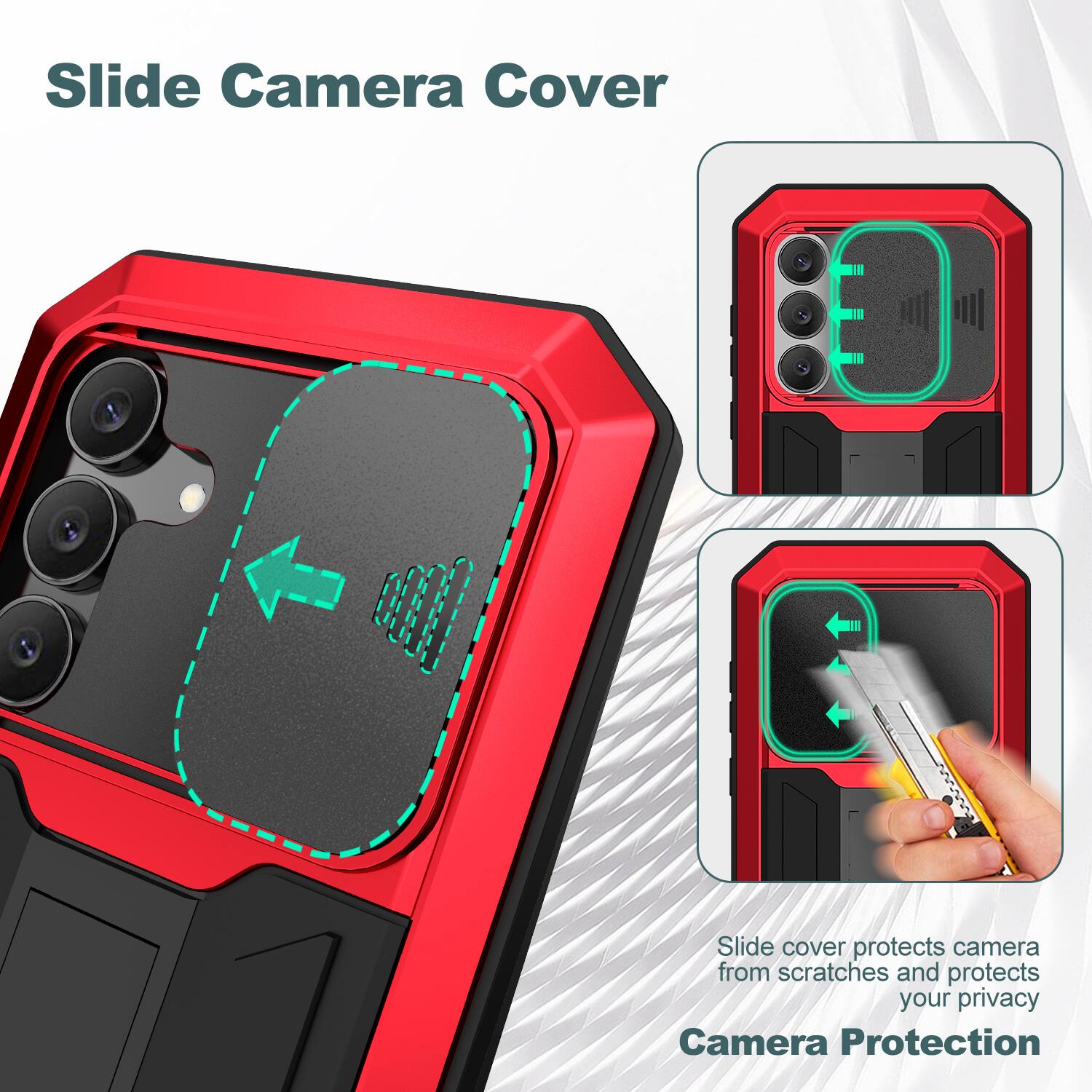 Slide Camera Cover

Slide cover protects camera from scratches and protects your privacy

Camera Protection