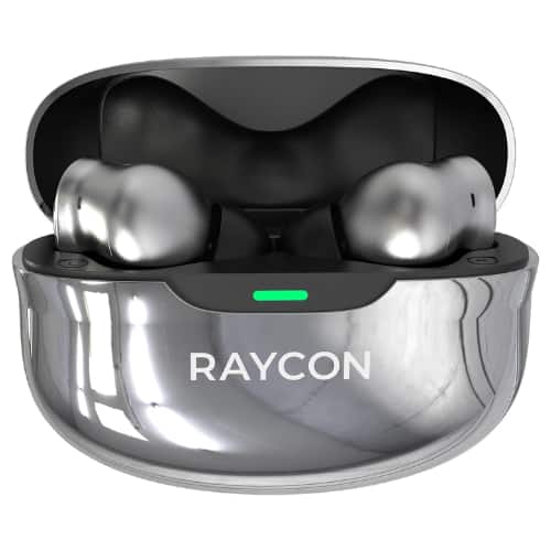 Raycon - Pro Wireless Bluetooth Earbuds with Hybrid ANC & Awareness Mode, 6 Mics, IPX5, 40-Hour Battery (Silver)