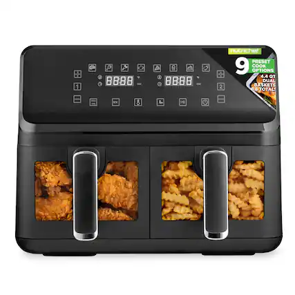 1 - C 7 mal 1 C - nutrichef PRESET 9 COOK OPTIONS 4.4 QT DUAL 2 BASKETS 8.8 TOTAL
