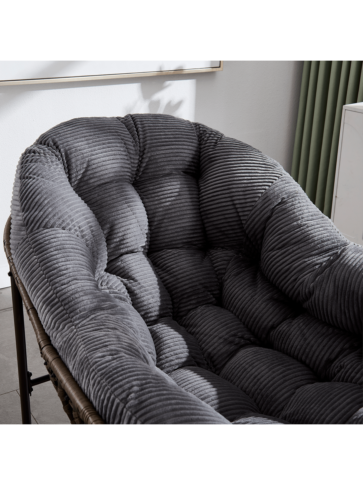 Alt View 1. Trinkets Crazed - Outdoor Indoor Rocking Chair With Padded Cushion, Oversized Patio Papasan Rocking Egg Chair - Gray.