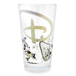 Disney - 100 Years of Wonder Glitter Pint Glass | Holds 16 Ounces - Black