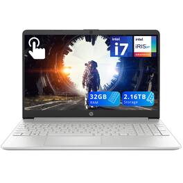 HP - 15.6" FHD IPS Touchscreen Laptop,Intel i7-1255U,32GB DDR4 RAM,2TB SSD+128GB Docking Station Set,Win 11 Home - Silver