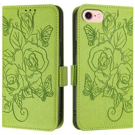 Dteck - Embossed Texture Case for Apple iPhone 17e / 16e,Faux Leather Card Holder Wallet Case,Magnetic Closure Flip Cover+Strap - Green