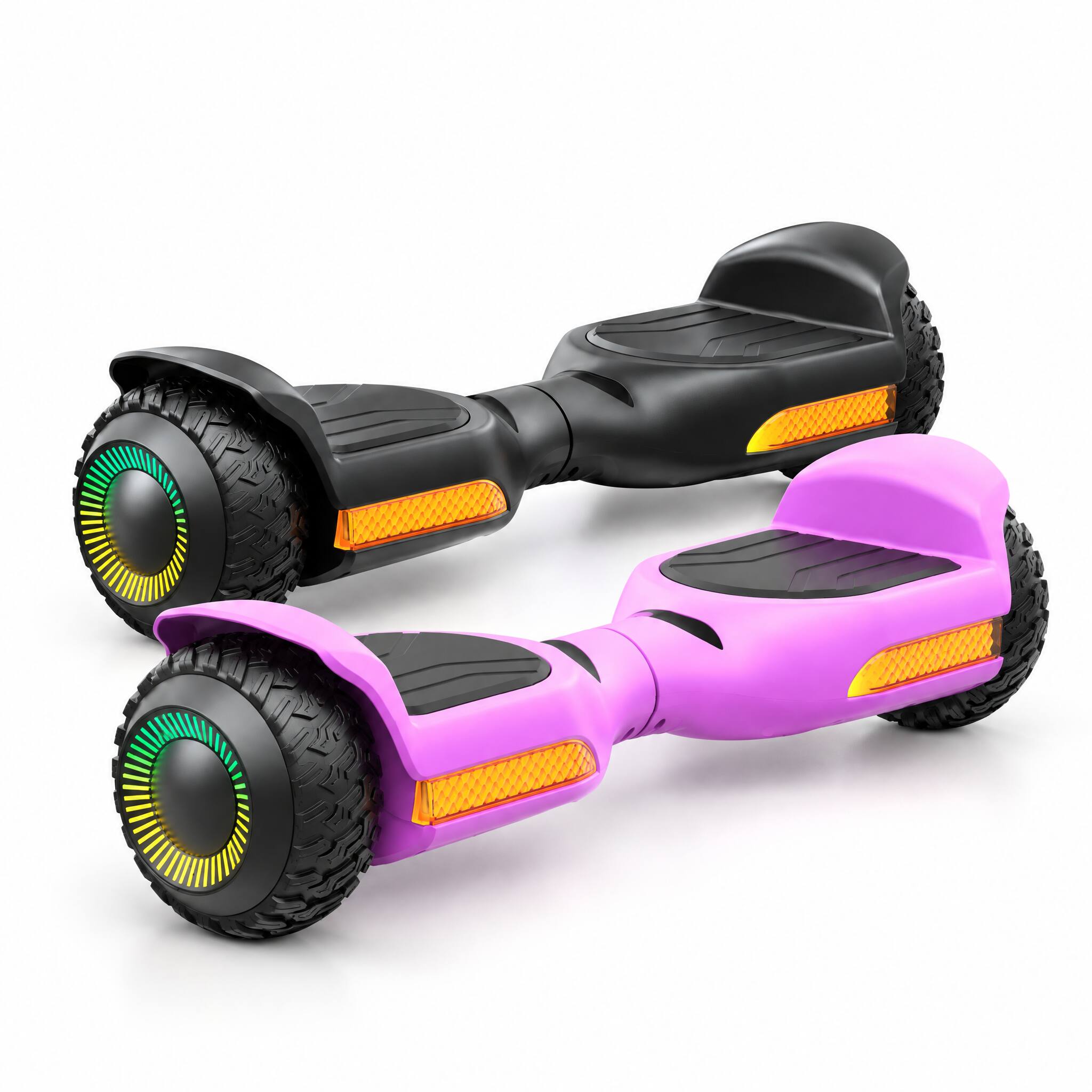 Front. MIHOVER - 2-Pack 250W*2 All-Terrain Hoverboards for Kids, Black & Pink, 500W, 7.75 MPH, Bluetooth, 176 lb Each, UL2272 - Black/Pink.