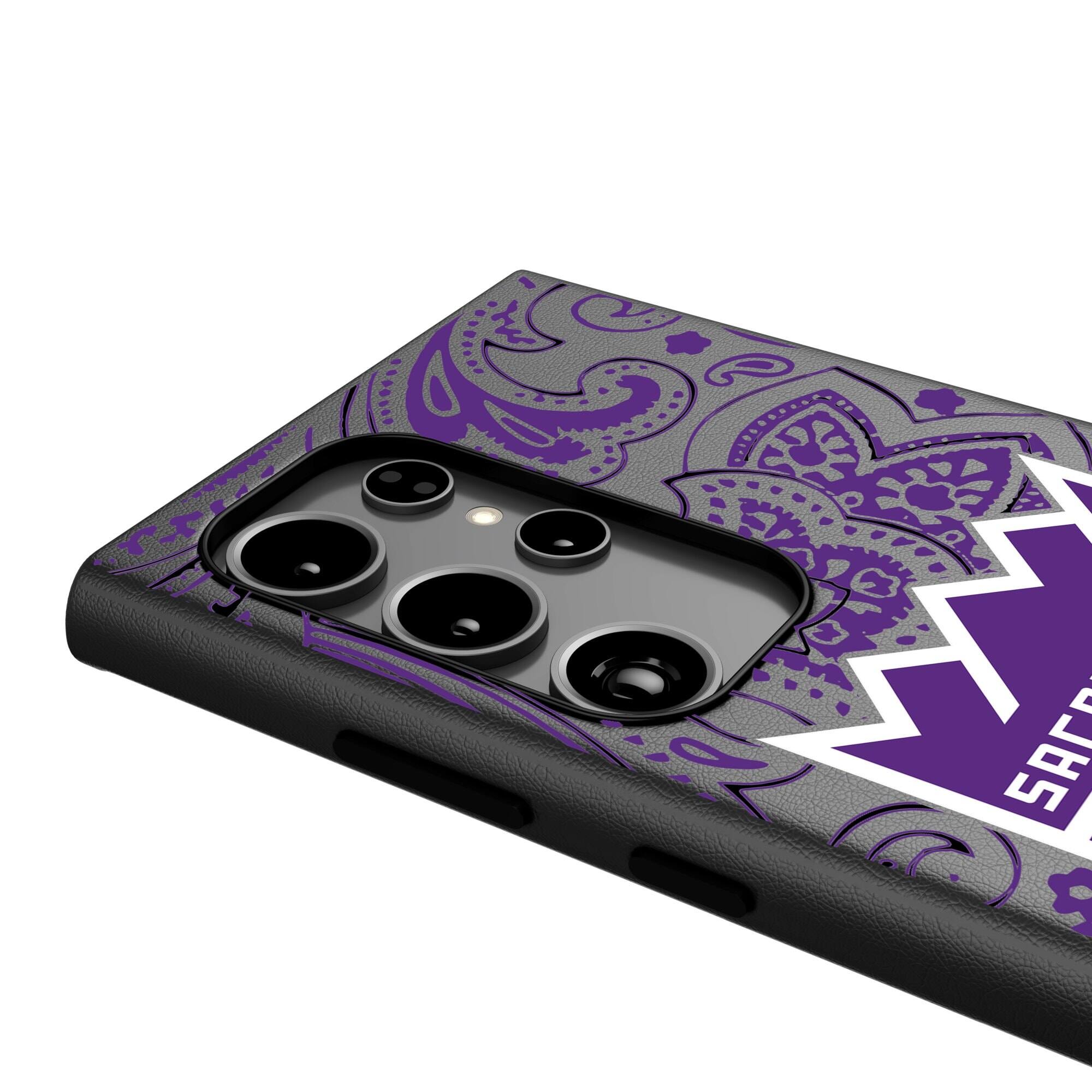 Alt View 3. Keyscaper - Sacramento Kings Paisley Galaxy Magnetic Bump Case - S25 - Black.