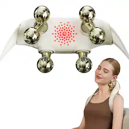 Live At Space - Deep-Tissue Shiatsu Neck & Shoulder Massager with Heat, 320-Facet Heads, Hands-Free, 90min Cordless - 642146678783