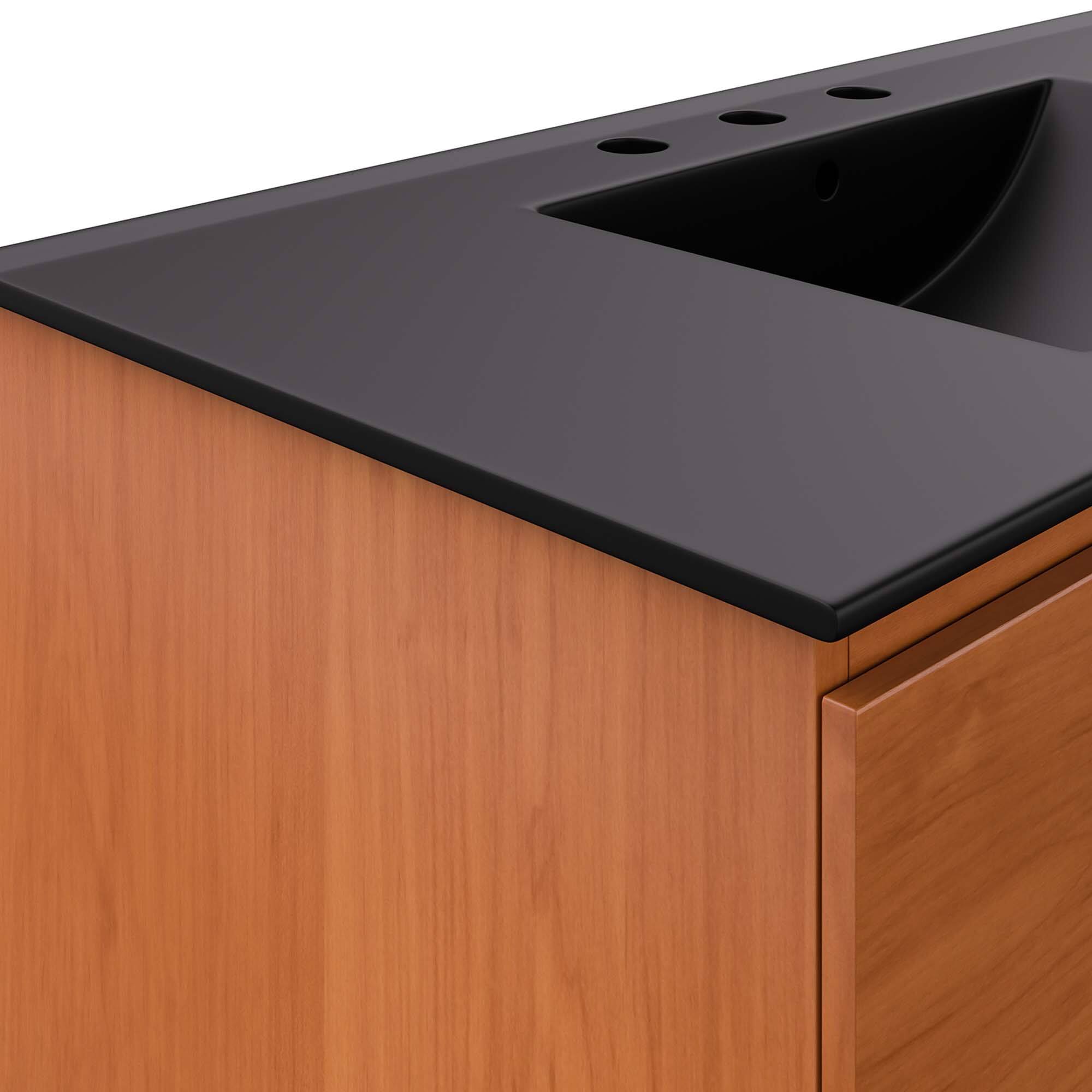 Alt View 5. Modway - Scenic Wall-Mount Bathroom Vanity Basin Included by Modway - Cherry Black.