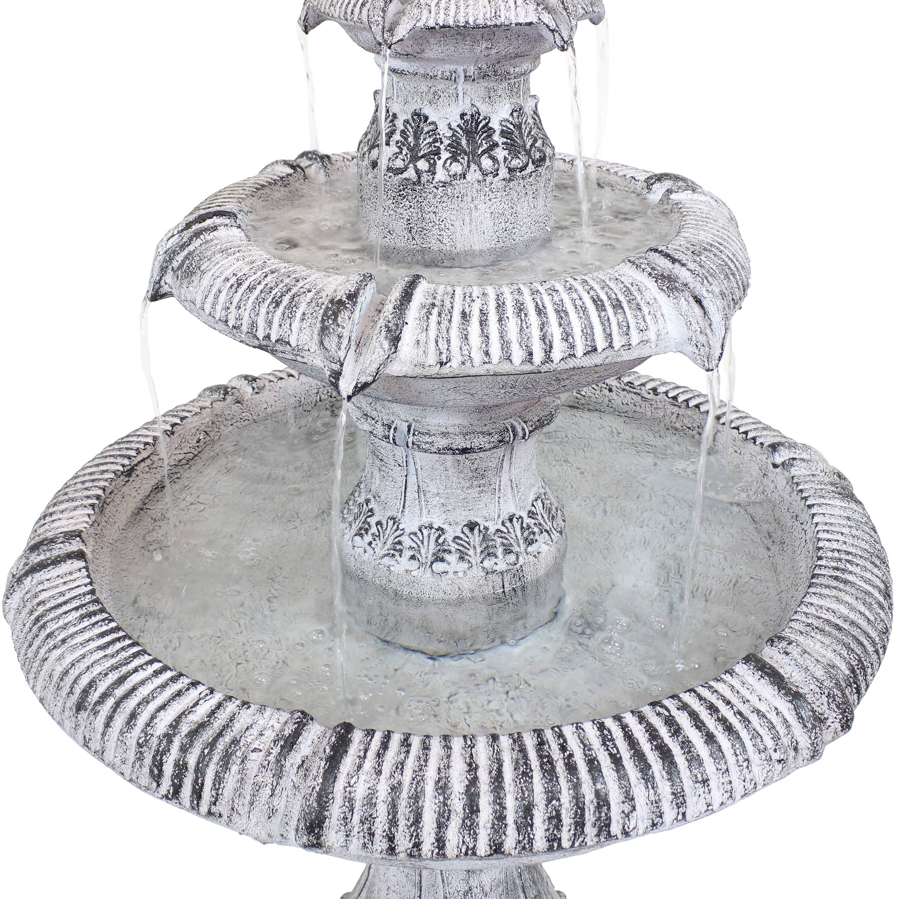 Alt View 10. Sunnydaze - Mediterranean Reinforced Concrete Outdoor 3-Tier Water Fountain - Grey.