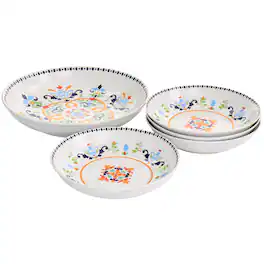 Gibson - Home Tijuana 5 Piece Fine Cermic Pasta Bowl Set in White and - Multi