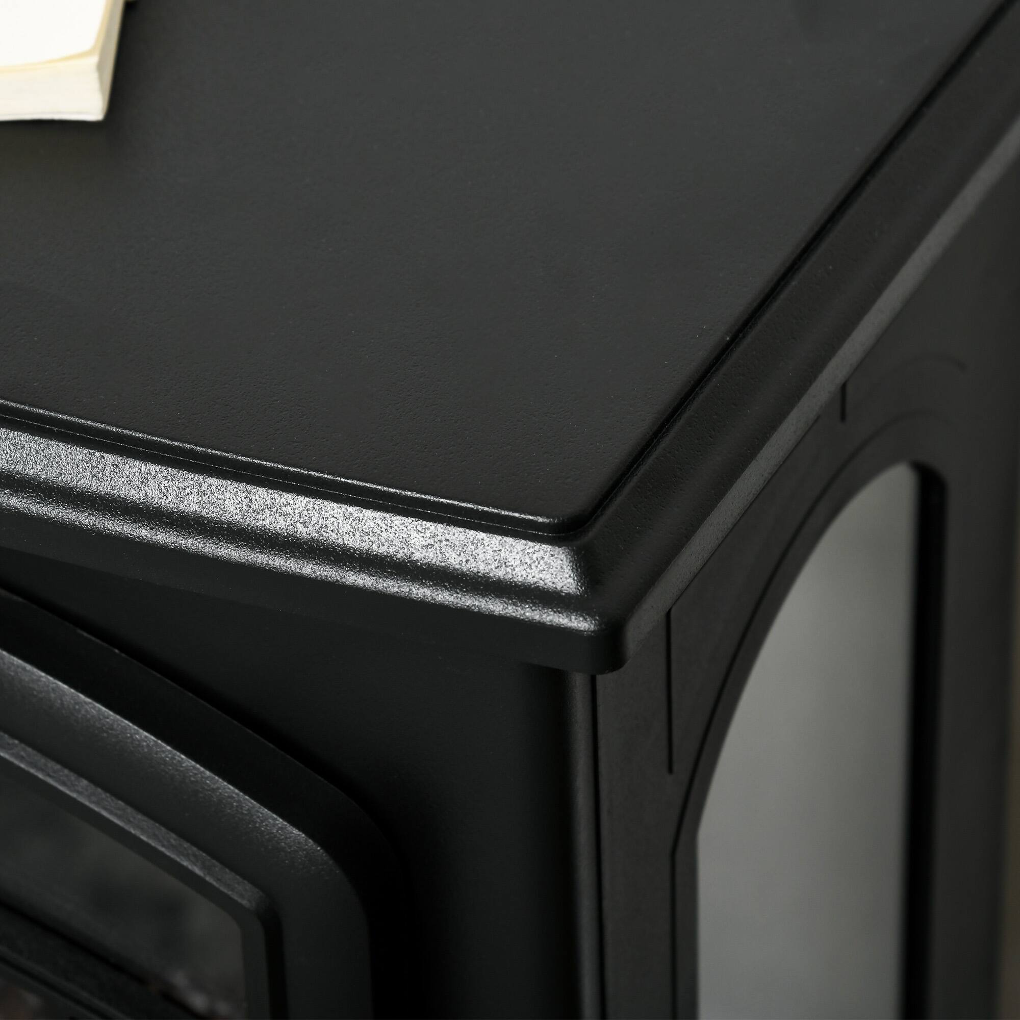 Angle. APRILSOUL - Electric Fireplace Stove freestanding Heater 3 Sided Realistic Flame Overheating Protection Adjustable - Black.